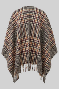 Comma Indoor-Poncho kariert braun