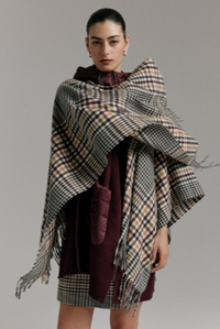 Comma Indoor-Poncho kariert braun