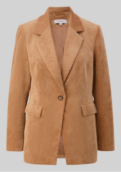 Comma Blazer, milk coffee, Reverskragen, Knopf, Klappentaschen, unifarben