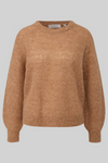 Comma Strickpullover, Pullover, milk coffee, unifarben, Rundhalsausschnitt