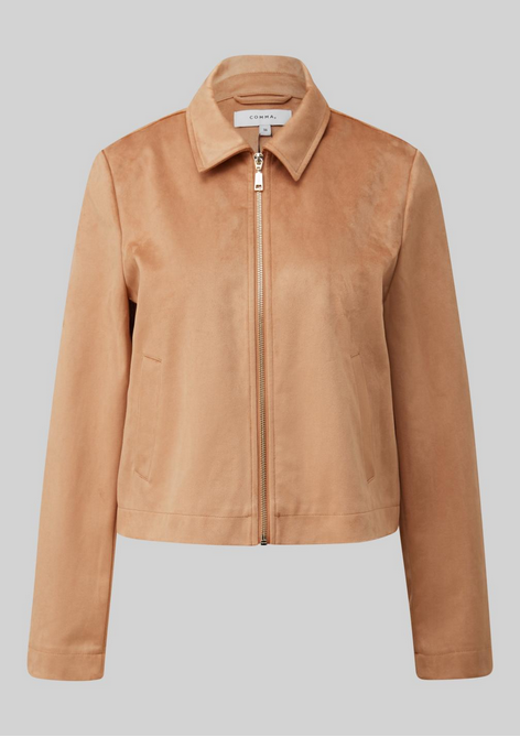 Comma Indoor-Jacke, Jacke, milk coffee, unifarben, Kragen, Reißverschluss, kurz