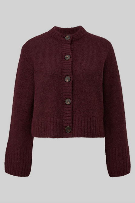 Comma Strickjacke, Cardigan, dark berry, Knopfleiste, dunkelrot