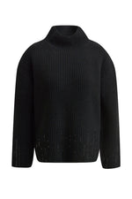 Smith & Soul Pullover, schwarz, Rippstrick, Stehkragen