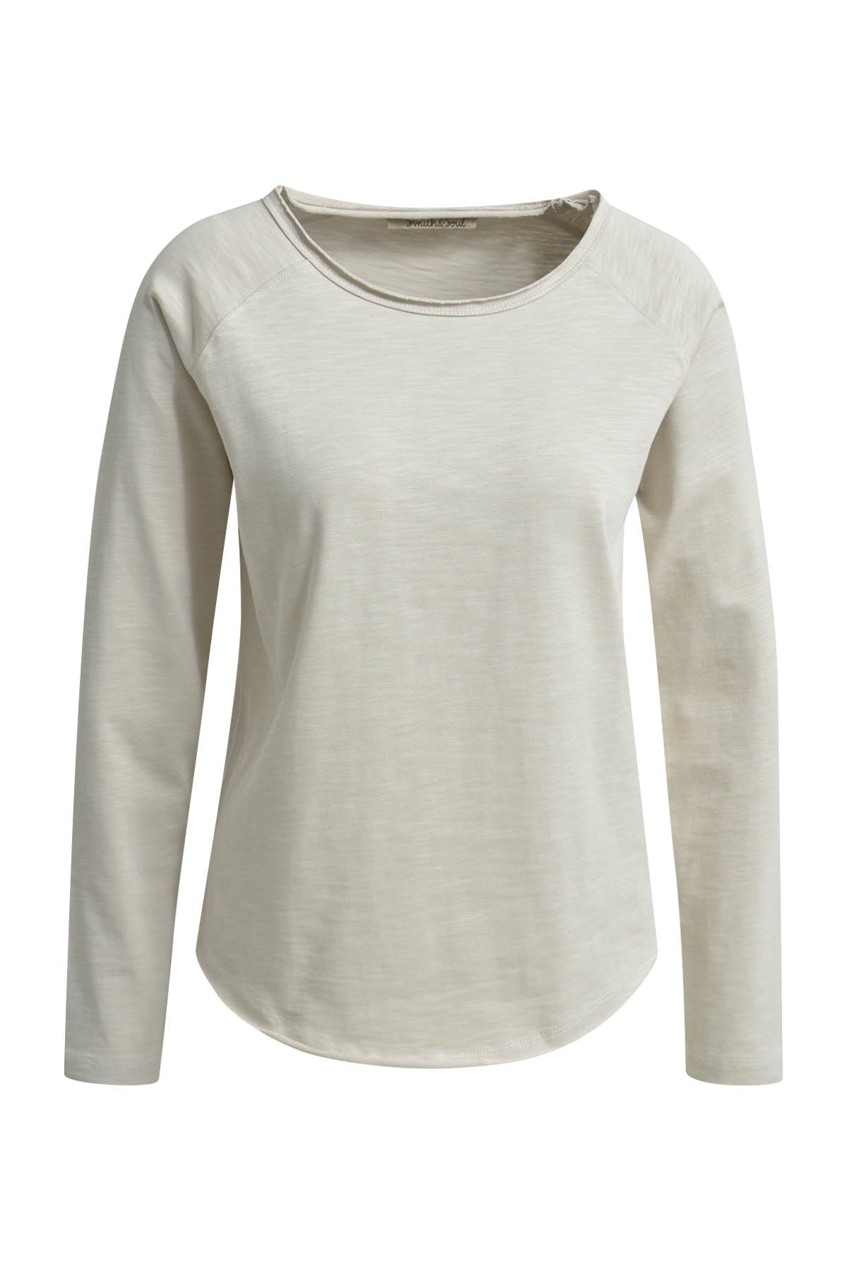 Smith & Soul Longleeve, Langarmshirt, Basicshirt, beige, sand, Rundhalsausschnitt, Baumwolle