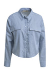 Smith & Soul Bluse, Hemd, gestreift, dark denim print, Brusttaschen