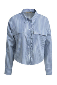 Smith & Soul Bluse, Hemd, gestreift, dark denim print, Brusttaschen