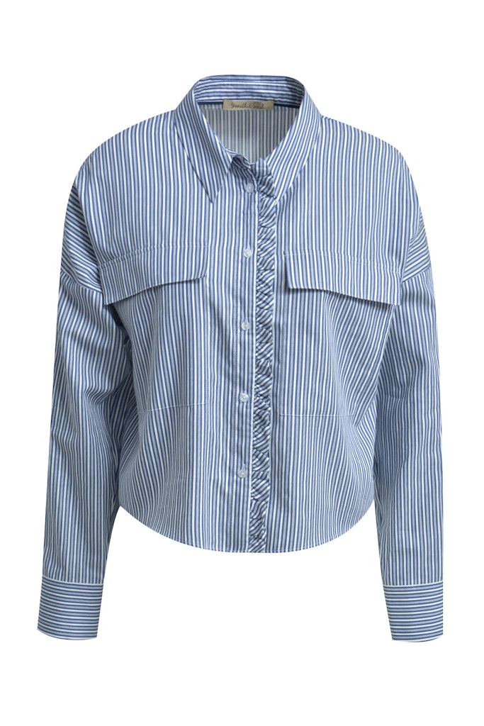 Smith & Soul Bluse, Hemd, gestreift, dark denim print, Brusttaschen