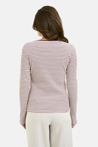 Smith & Soul Rib Longsleeve Striped bordeaux