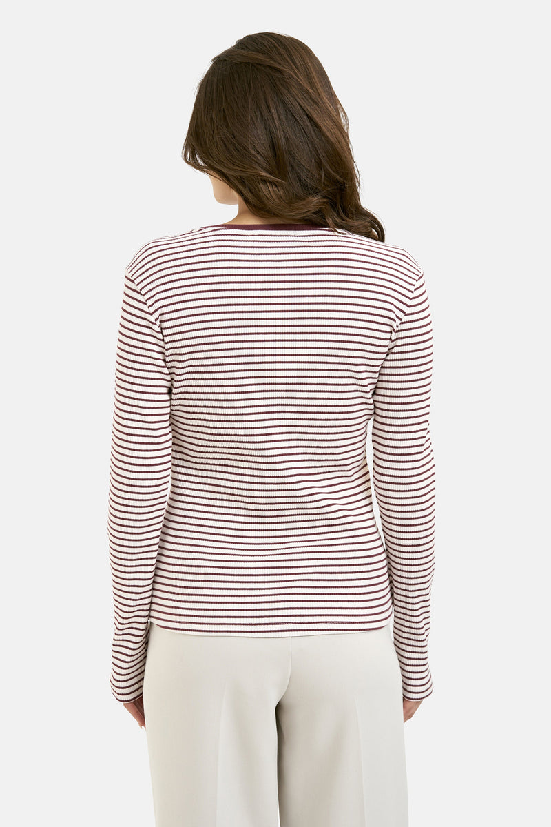Smith & Soul Rib Longsleeve Striped bordeaux