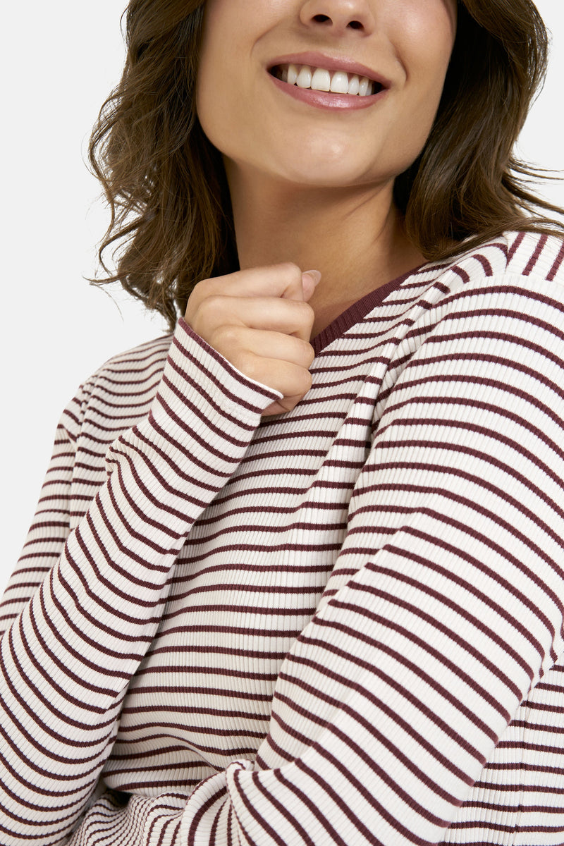Smith & Soul Rib Longsleeve Striped bordeaux