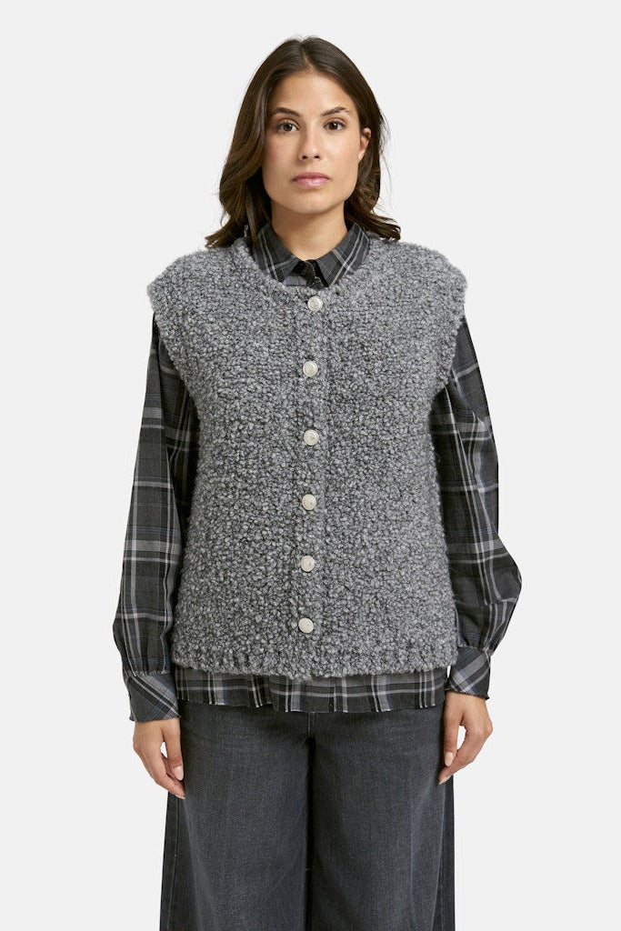 Smith & Soul Bouclé-Weste grey melange