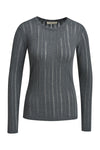 Smith & Soul Fancy Rib Longsleeve, Langarmshirt, anthrazit melange, Rundhalsausschnitt, Streifen