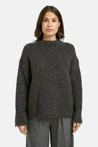 Smith & Soul Hairy Oversized Pullover, Strickpulli, anthrazit melange, dunkelgrau, Rundhalsausschnitt