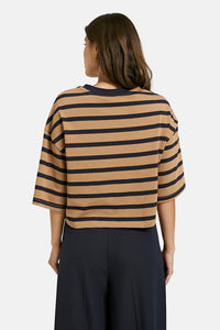 Smith & Soul Cropped T-Shirt caramel gestreift