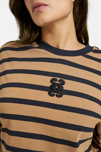 Smith & Soul Cropped T-Shirt caramel gestreift