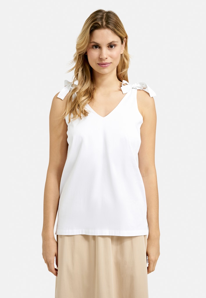 Smith & Soul Tanktop, geknotet, weiß, white, V-Ausschnitt