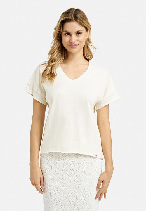 Smith & Soul T-Shirt, V-Ausschnitt, kurzärmlig, cream white