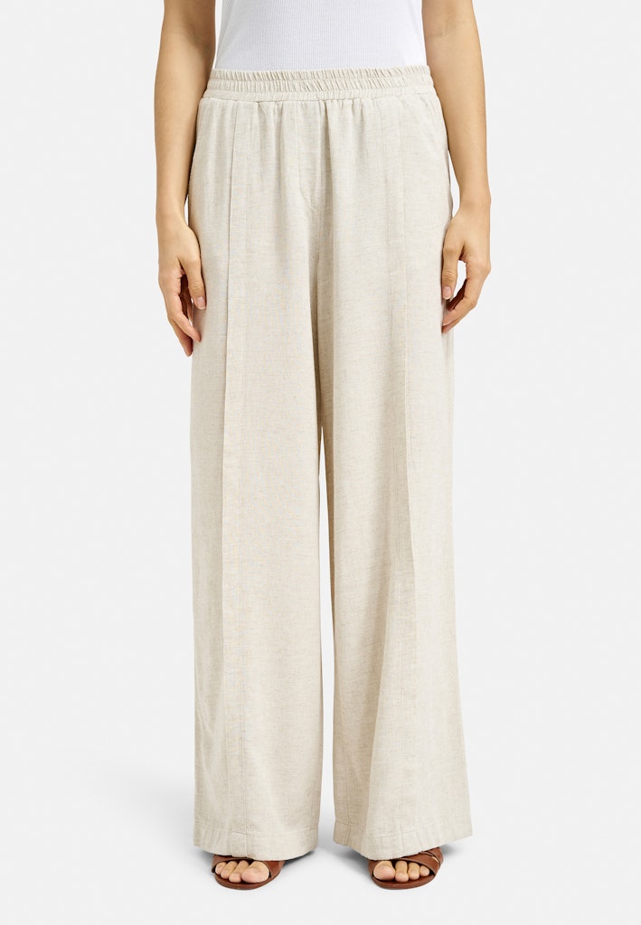 Smith & Soul Leinenhose, sand, weites Bein, wide leg