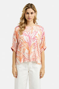 Smith & Soul Bluse, oversized, coral print, Viskose
