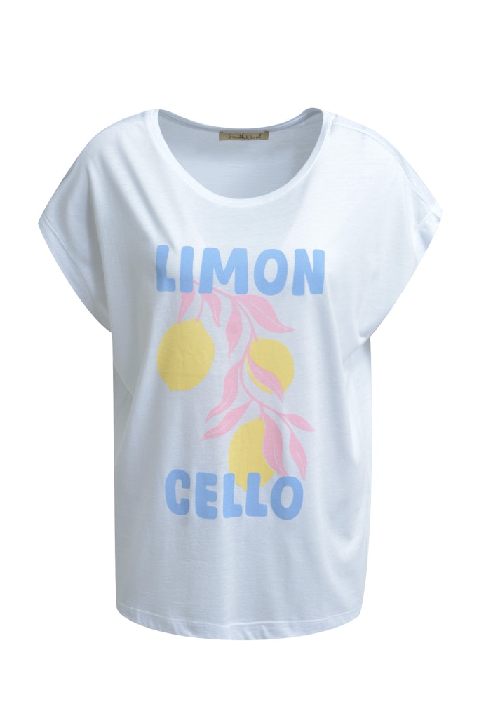 Smith & Soul T-Shirt, Pint, Limoncello, jeans blue print, weiß, blau