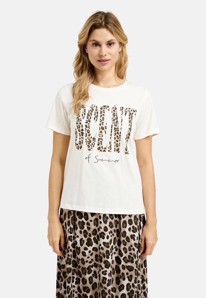 Smith & Soul T-Shirt, Scent of Summer, weiß mit Leoprint Schriftzug, regular fit
