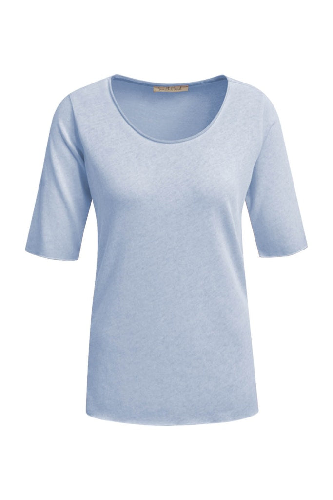 Smith & Soul, T-Shirt, 1/2 Shirt, jeansblau, hellblau, Rundhalsausschnitt, kurzer Ärmel, unifarben