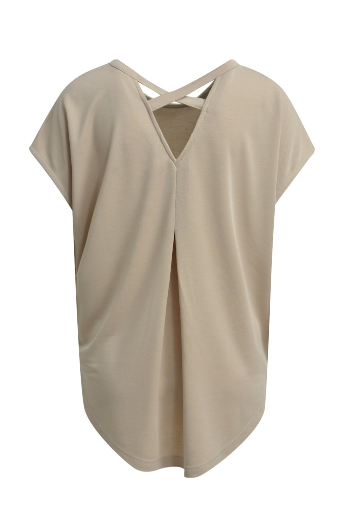 Smith & Soul T-Shirt Crossed Backneck camel