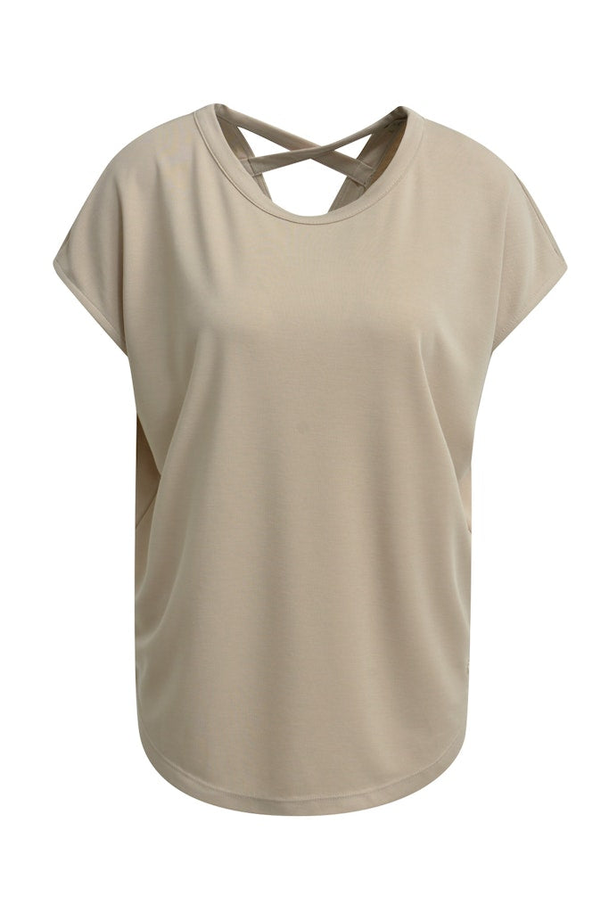 Smith & Soul T-Shirt Crossed Backneck camel