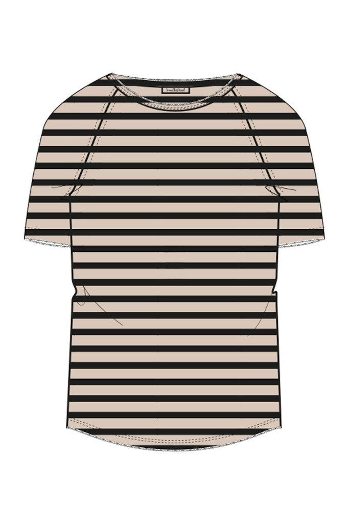 Smith & Soul T-Shirt, gestreift, schwarz beige, Raglanärmel, Rundhalsausschnitt, Baumwolle