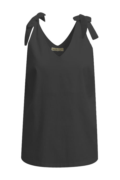 Smith & Soul, Tankop, Top, geknotet, unifarben, schwarz, black