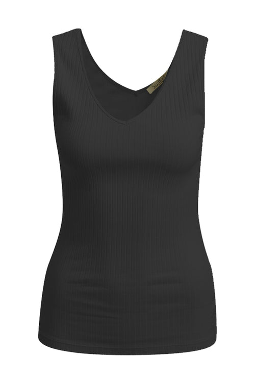 Smith & Soul Rib Tanktop, schwarz, black, gerippt, V-Ausschnitt