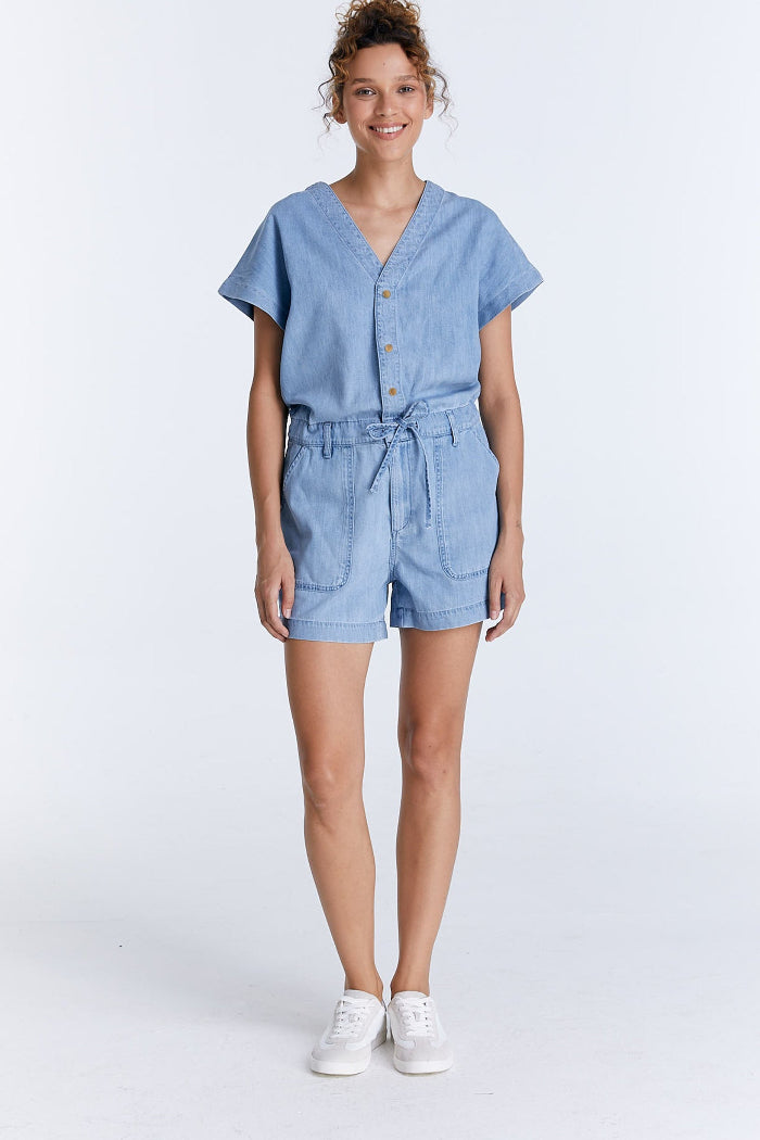 Cup of Joe Jeans-Overall Tina light blue, kurzärmlig, Shorts, helle Waschung