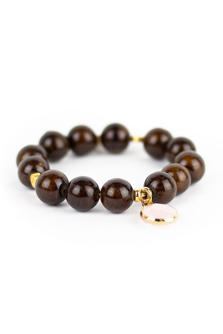 Inrosa Armband Vega braun, gold, Anhänger, Stein, fossile Perlen