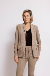 Zhrill Blazer Helen sand/beige/taupe, Veloursoptik, Schalkragen, Jacke