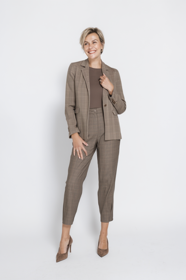 Zhrill Blazer Finu kariert brown, Karomuster, braun, Reverskragen, regular fit