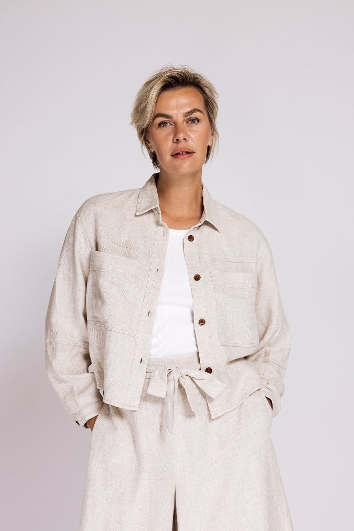 Zhrill Jacke Louie offwhite, Kragen, Knopfleiste, Taschen, kurz