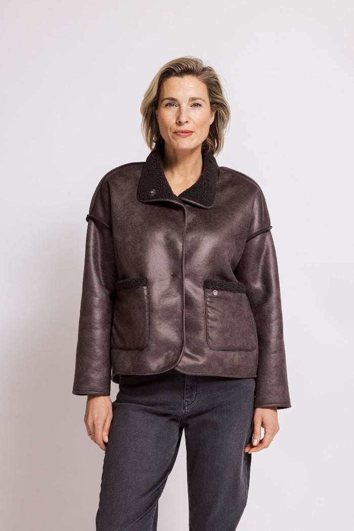 Zhrill Wendejacke, Jacke, Erah, Teddyfell, kurz, braun