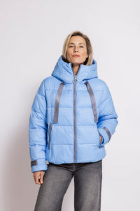 Zhrill Steppjacke Asli blue/hellblau, oversized, Kapuze, Reißverschluss