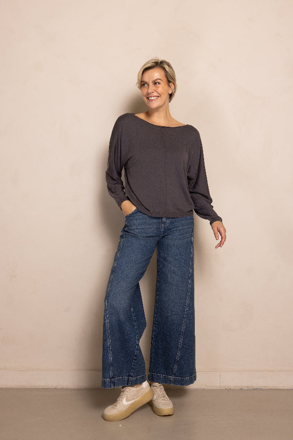 Zhrill Pulli Luni, anthra, anthrazit, oversized, Rundhalsausschnitt