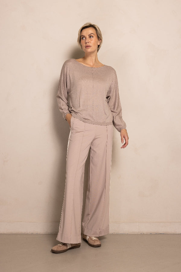 Zhrill Pulli Luni, taupe, beige, oversized, Rundhalsausschnitt