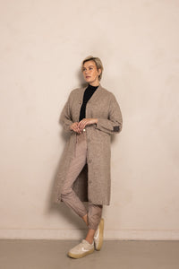 Zhrill Strickmantel, Strickjacke, lang, Branda, taupe