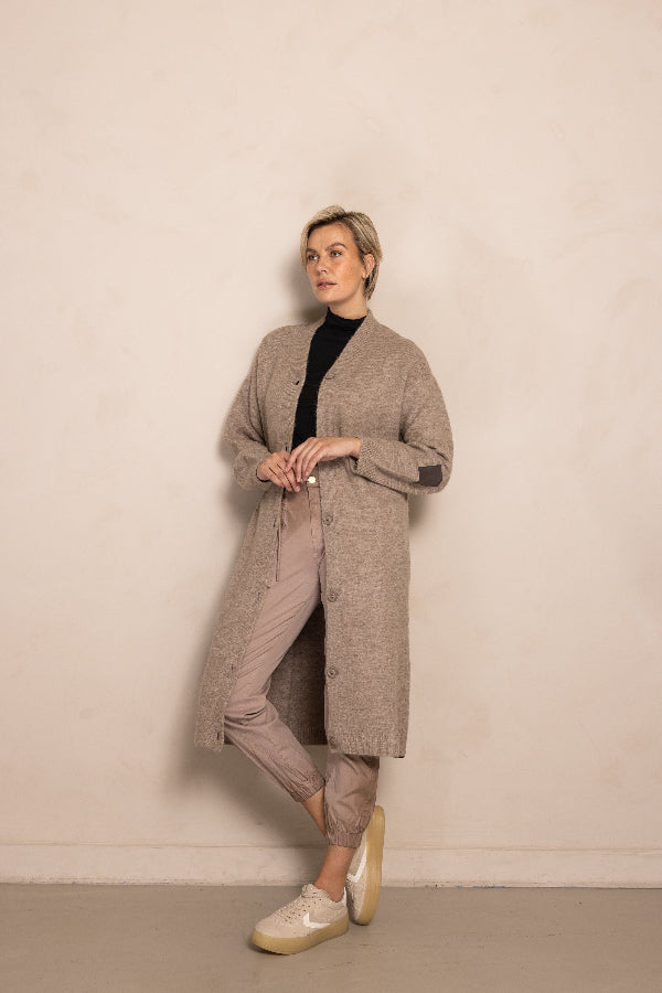 Zhrill Strickmantel, Strickjacke, lang, Branda, taupe