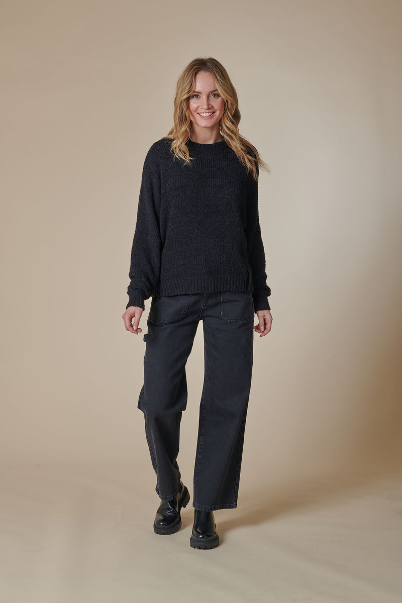 Zhrill Pullover Luana Yu schwarz, unifarben, Rundhalsausschnitt