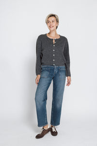Zhrill Srickjacke/Cardigan Helidi grey, grau, anthrazit, Rundhalsausschnitt, langärmlig, unifarben