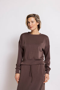 Zhrill Sweatshirt Lilivati braun, unifarben, Rundhalsausschnitt, Bündchen