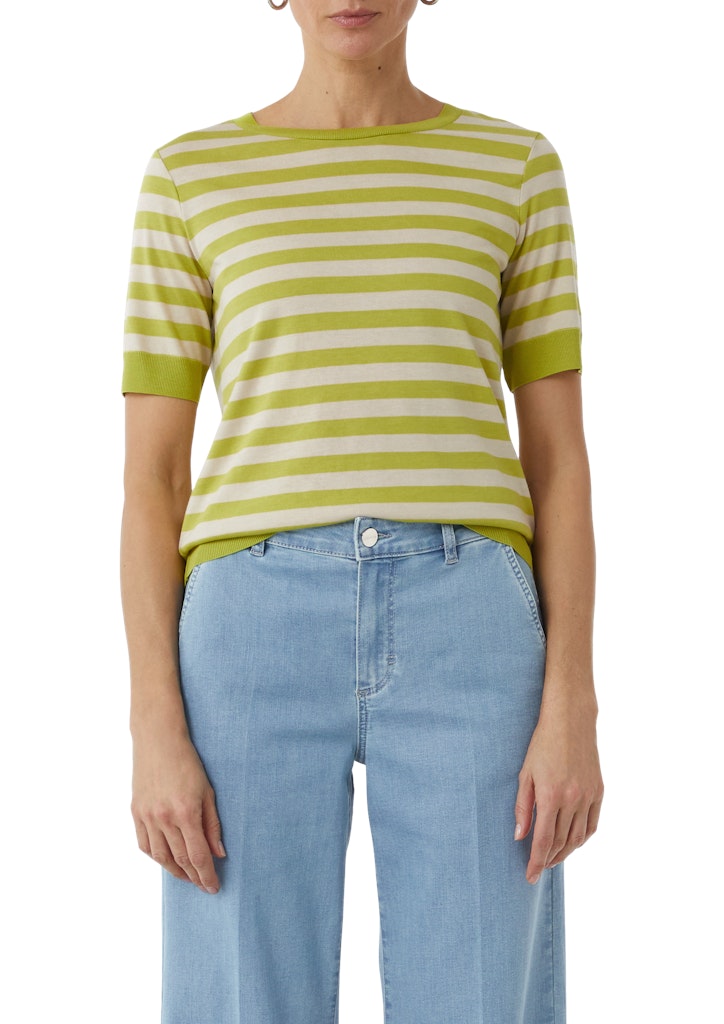 Comma T-Shirt Strickjersey gestreift grün
