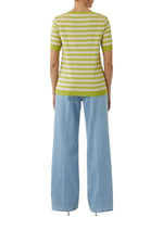 Comma T-Shirt Strickjersey gestreift grün
