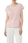 Comma T-Shirt gestreift coralle/weiß
