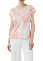 Comma T-Shirt mit Streifen coralle weiß