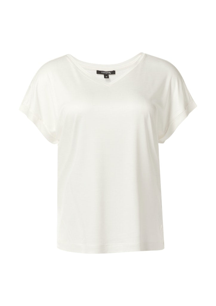 Comma T-Shirt off-white V-Neck